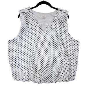 Loft Polka Dot Bubble Hem Blouse NWT XL White Black Office Siren Workwear Top